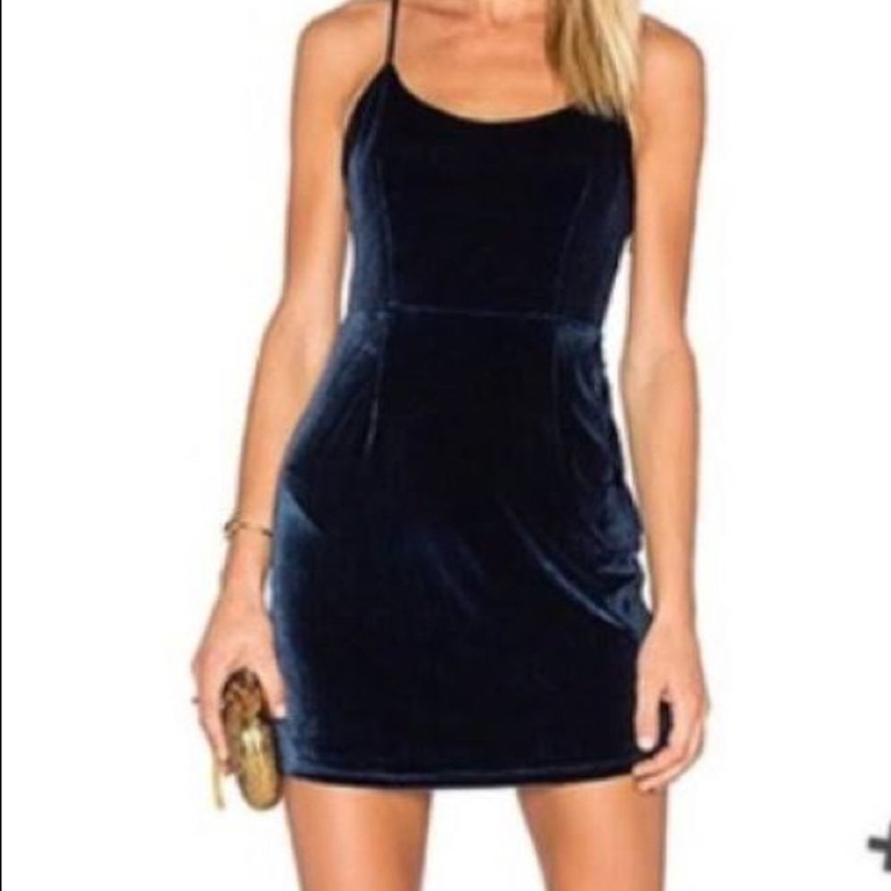 Navy Velvet mini dress. With tags. BRAND:Nbd